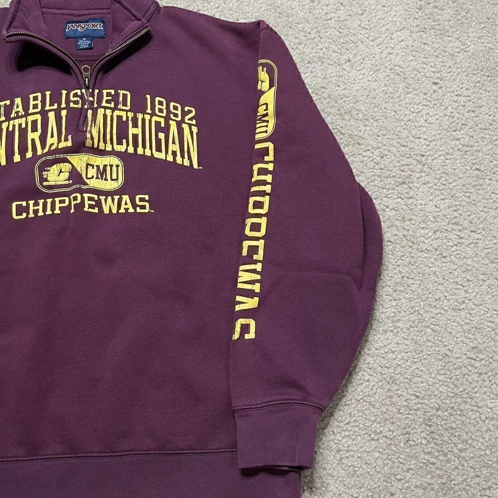 Vtg Central Michigan Chips JanSport Quarter Zip Pull Over Sweater Extra Large - Picture 5 of 10